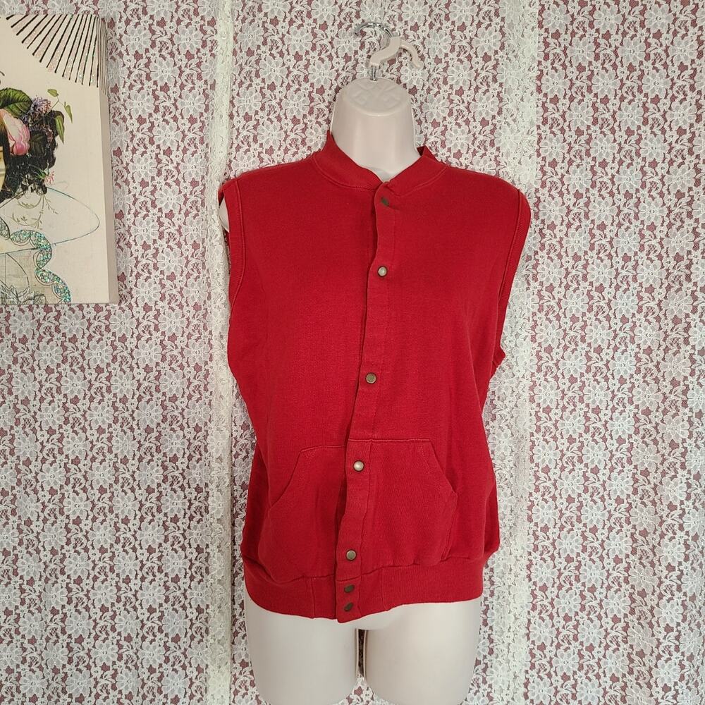Vintage 90s unbranded Jersey sweater vest with snap buttons size medium
